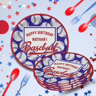 Baseball Sportthema Name Party Papierplatte Pappteller