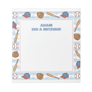 Baseball Sportthema Personalisiert Mitzvah Notizblock