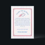 Baseball Sporty Birthday Kids Dankeskarte<br><div class="desc">Treten Sie auf den Teller und bereiten Sie sich auf eine unvergessliche Feier vor! Unsere Einladung zum "Baseball Sporty Birthday for Kids" ist eine Zuhause-Run-Wahl für den besonderen Tag Ihres kleinen Schlägers. Diese sportliche Einladung spiegelt den Geist von Amerikas Lieblingshobby wider und verspricht einen Tag voller Spaß, Spiele und alles,...</div>
