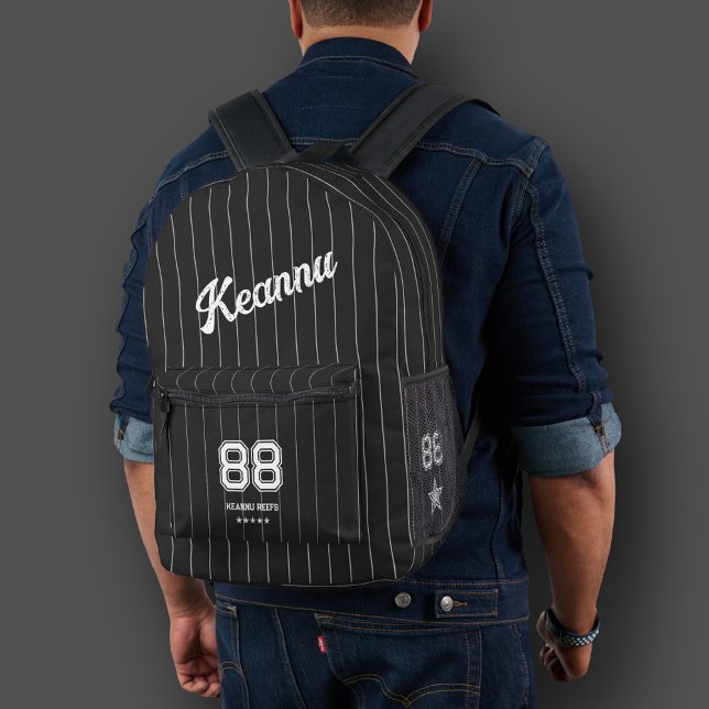 Baseball Sporty Stilvolle Schwarz-weiße Streifen C Bedruckter Rucksack (Baseball Sporty Stylish Black White Stripes Cool Printed Backpack
)