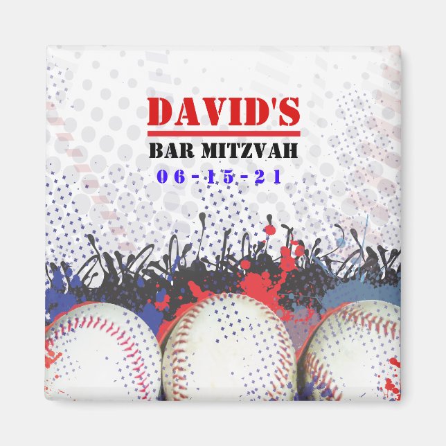 BASEBALL-SPRITZER Bar Mitzvah Speichern Sie das Da Magnet (Vorne)