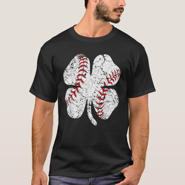 Baseball St Patricks Day Boys Men Catcher Kleeblat T-Shirt (Vorderseite)