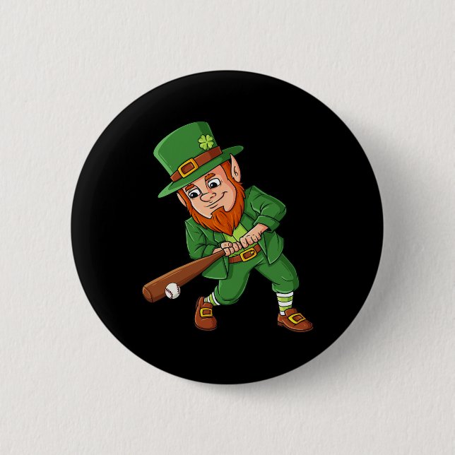 Baseball St Patricks Day Leprechaun Hitter Batter Button (Vorderseite)