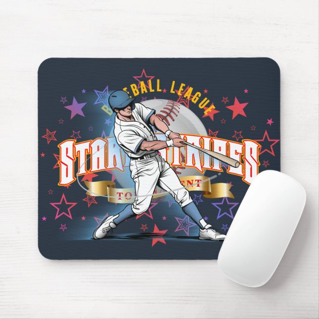 Baseball Stars & Stripes (Dunkelmodus) | Mousepad (Mit Mouse)