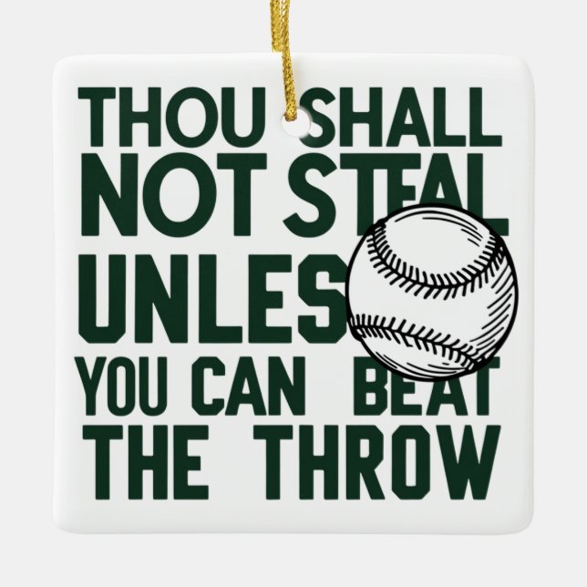 Baseball Stealing Spaß Shirt Keramikornament (Vorderseite)