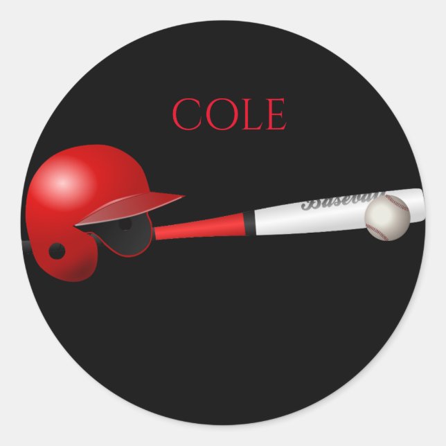 BASEBALL STICKER MIT DEM NAMEN DES KINDES. (Vorderseite)