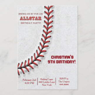 Baseball Stitch Geburtstagseinladungen Einladung