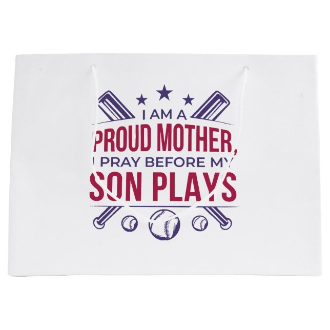 Baseball stolz Mutter ich bete, bevor mein Sohn sp Große Geschenktüte (Vorderseite)
