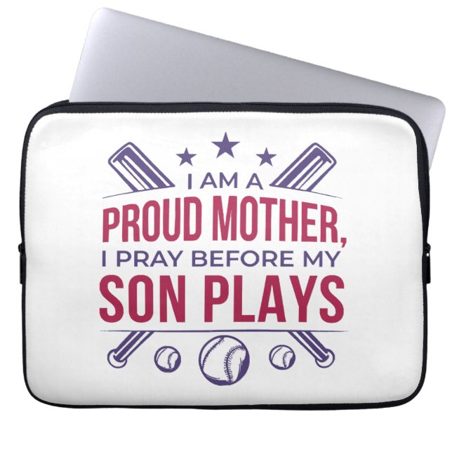 Baseball stolz Mutter ich bete, bevor mein Sohn sp Laptopschutzhülle (Vorderseite)