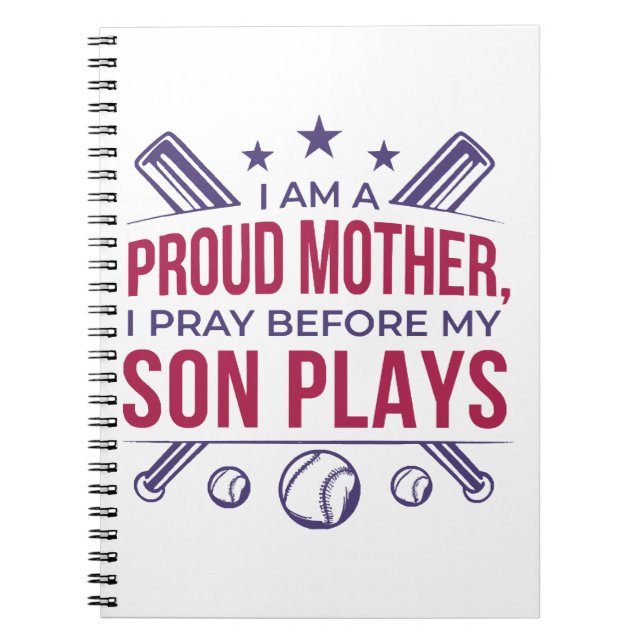 Baseball stolz Mutter ich bete, bevor mein Sohn sp Notizblock (Vorderseite)