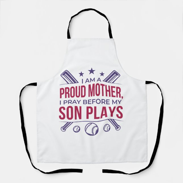 Baseball stolz Mutter ich bete, bevor mein Sohn sp Schürze (Vorderseite)