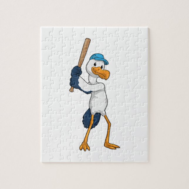 Baseball-Storch mit Baseballschläger (Vertikal)