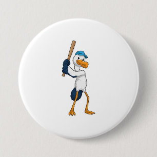 Baseball-Storch mit Baseballschläger Button
