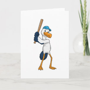 Baseball-Storch mit Baseballschläger Karte