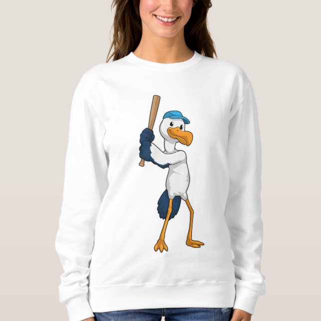 Baseball-Storch mit Baseballschläger Sweatshirt (Vorderseite)