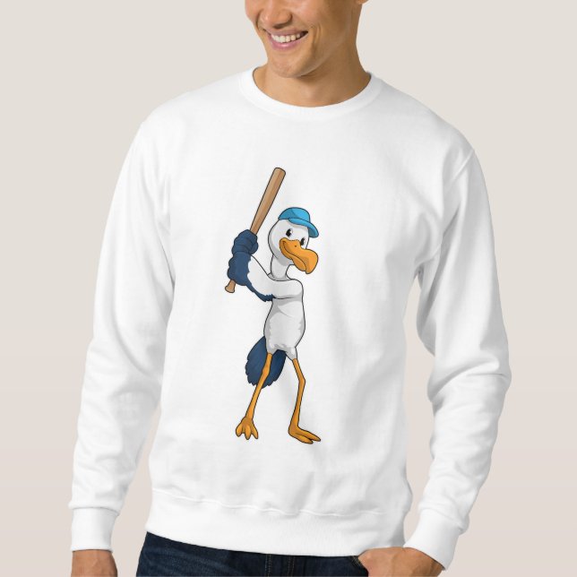 Baseball-Storch mit Baseballschläger Sweatshirt (Vorderseite)