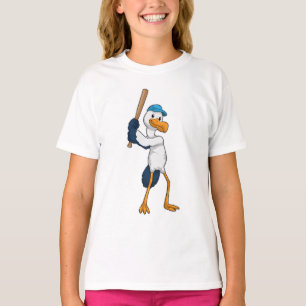 Baseball-Storch mit Baseballschläger T-Shirt