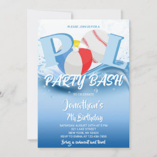 Baseball-Strandball-Poolparty-Geburtstagsfeier Einladung