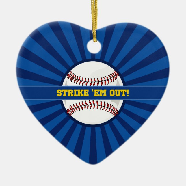 Baseball-Streit "Em Out Keramik Ornament (Vorne)