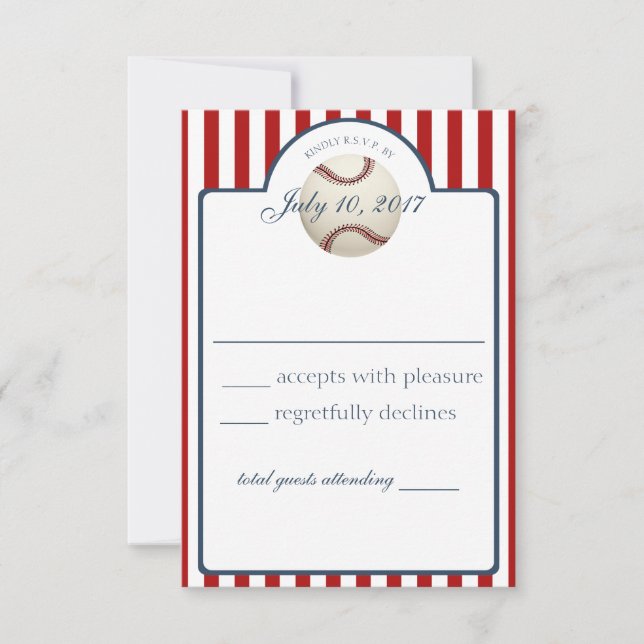 Baseball Stripes-Antwortkarte RSVP Karte (Vorderseite)