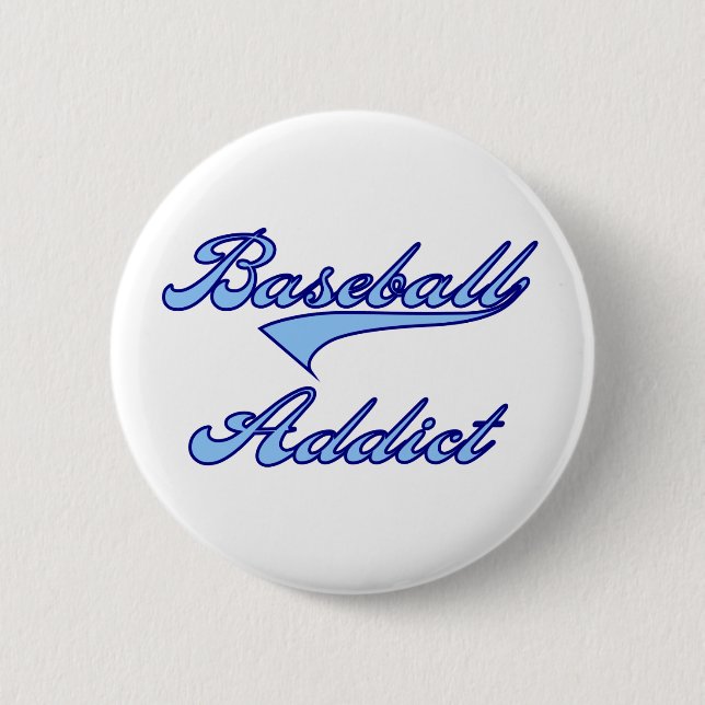 Baseball-Süchtig-Blau Button (Vorderseite)