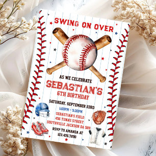 Baseball-Swing-On-Over-Jungen-Geburtstagseinladung Einladung