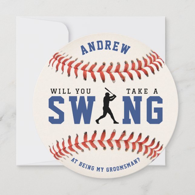 Baseball Take a Swing Groomsman Proposal (Vorderseite)