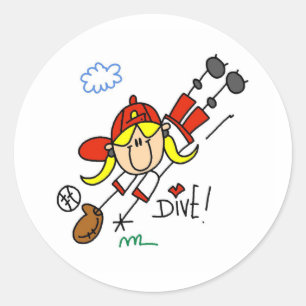 Baseball-Tauch-Girls-Softball-T-Shirts und Geschen Runder Aufkleber