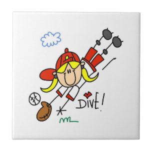 Baseball-Tauch Mädchen Softball-T-Shirts und Gesch Fliese