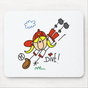 Baseball-Tauch Mädchen Softball-T-Shirts und Gesch Mousepad