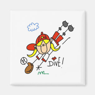 Baseball-Tauchen-Mädchensoftball-T - Shirts und Magnet