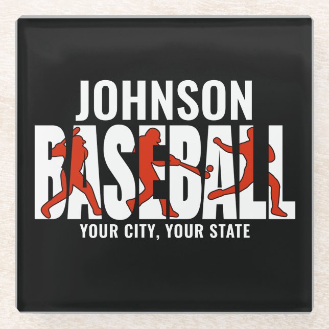 Baseball Team ADD NAME Champion Game Player Glasuntersetzer (Vorderseite)