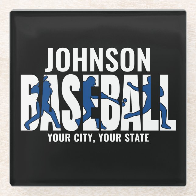 Baseball Team ADD NAME Champion Game Player Glasuntersetzer (Vorderseite)