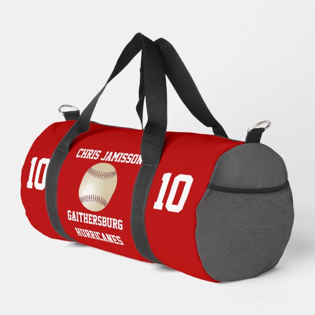 Baseball Team Coach Player Scarlet and Gray Custom Duffle Bag (Rechte Ecke)