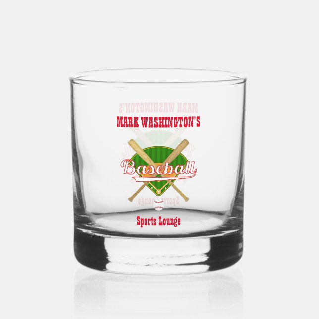 Baseball Team Player Sports Lounge Rocks Whiskyglas (Vorderseite)