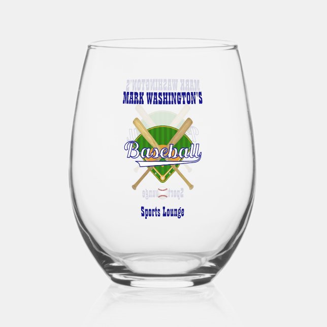 Baseball Team Player Sports Lounge Trinkbehälter Weinglas Ohne Stiel (Vorderseite)