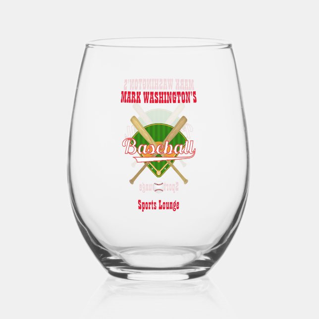 Baseball Team Player Sports Lounge Weinglas Ohne Stiel (Vorderseite)
