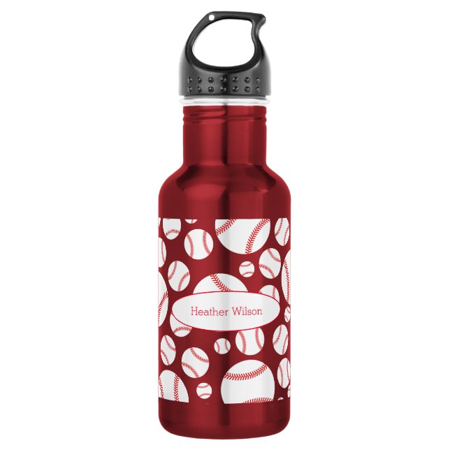 Baseball Team Red Water Flasche mit Namen Edelstahlflasche (Vorderseite)