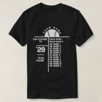 Baseball Team Roster Custom Player Names & Coach