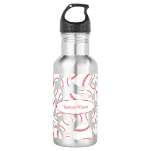 Baseball Team Silver Water Flasche mit Namen Edelstahlflasche