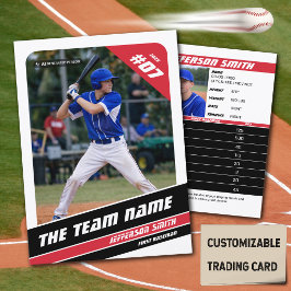 Baseball Team Trading Card Geschenk Red White Telefonnummerkarte