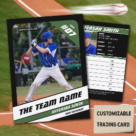 Baseball Team Trading Card Sport Geschenk Grün Telefonnummerkarte