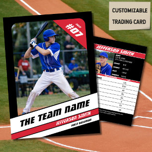 Baseball Team Trading Card Sport Geschenk Red Telefonnummerkarte