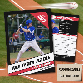 Baseball Team Trading Card Sport Geschenk Red Telefonnummerkarte