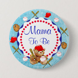 Baseball Teddy Bear Mama wird Babydusche Button