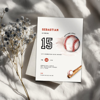 Baseball-Teenager-Geburtstags-Einladung Kinder 15. Einladung
