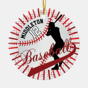Baseball-Teig-Entwurf - Rot Keramik Ornament