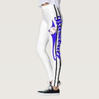 Baseball-Text mit Streifen und Kugeldruck-Leggings