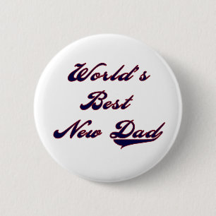 Baseball Text World's Best New Dad Button