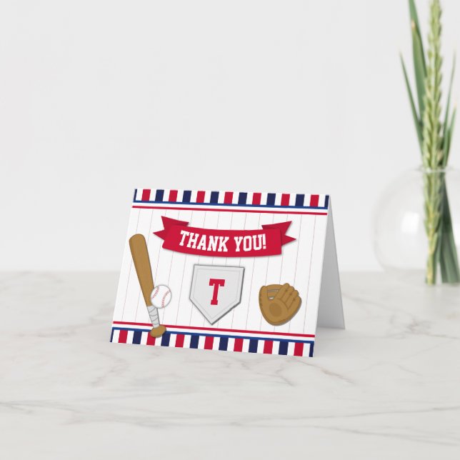 Baseball Thank You Card Folded Note Card Dankeskarte (Vorderseite)